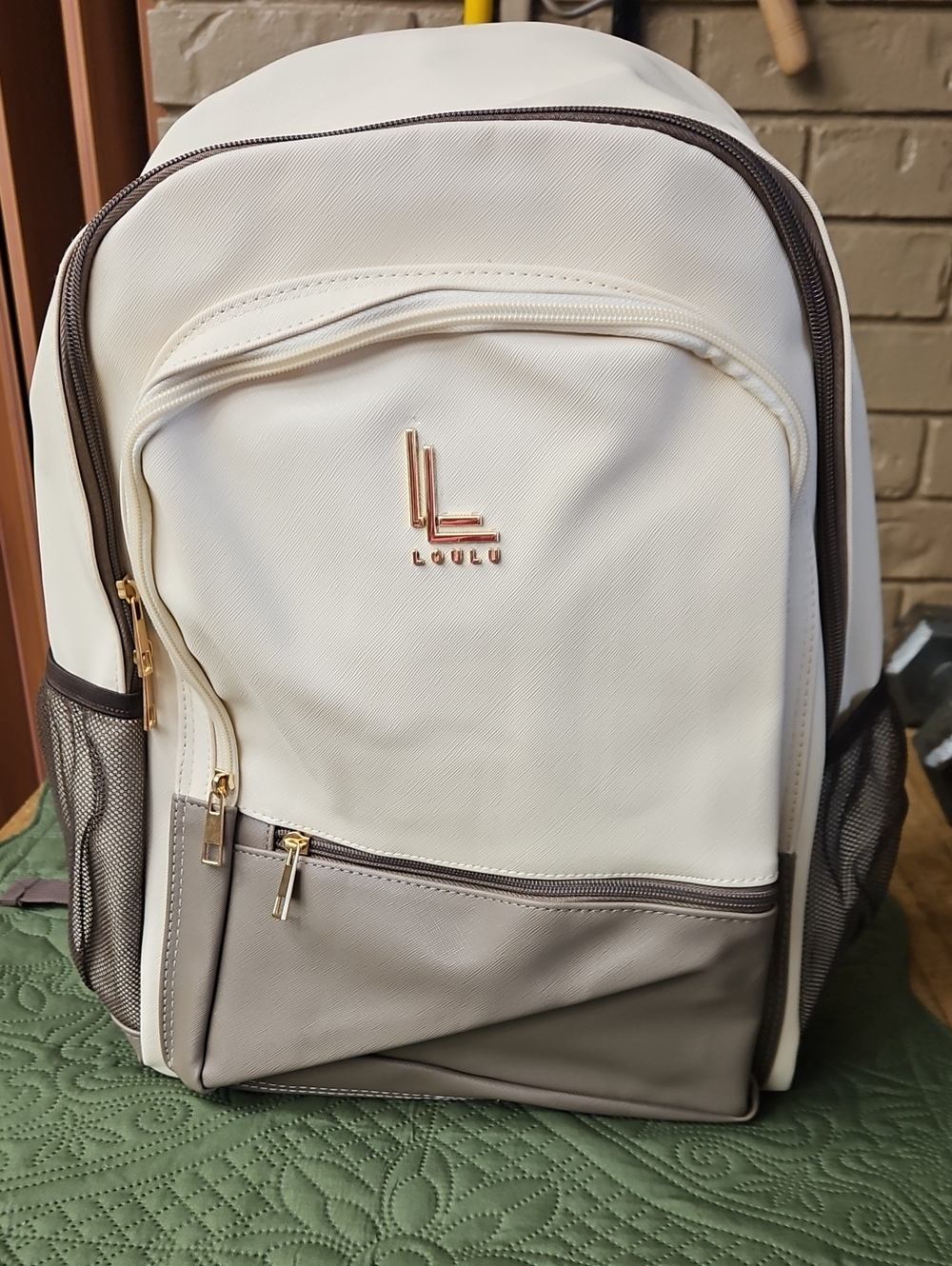 Women's Cream & Brown Laptop Backpack Case